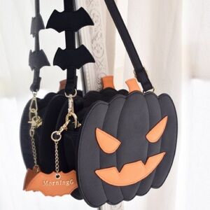 Halloween Pumpkin Crossbody Bag - Black and Orange